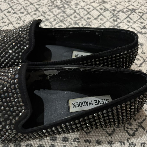 Steve Madden Caviarr Black Rhinestone Loafers, size 37