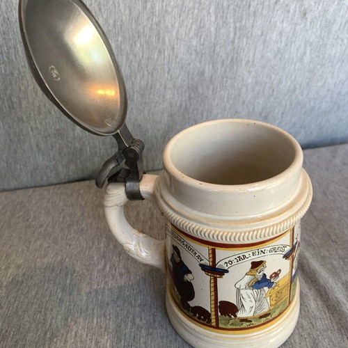 German beer stein with lid used