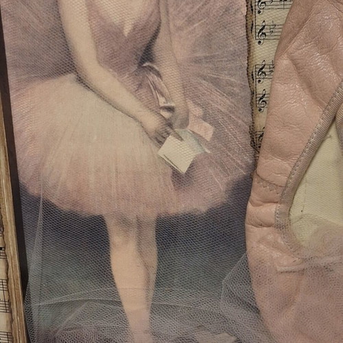 Panos Lainopoulos Mixed Media Artwork with Ballerina and Authentic Pointe Shoe like new