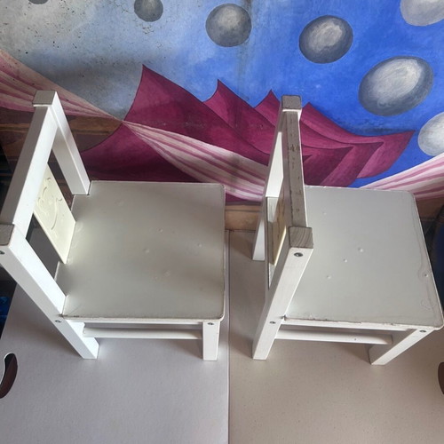 IKEA children's wooden chairs set of 2 used, white