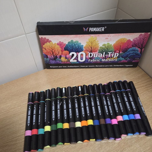 Pamaker Dual-Tip Fabric Markers Set of 20 Colors New