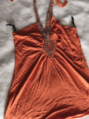 Orange blouse with embroidered beads, like new