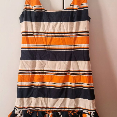 Vintage Manolo dress like new, beige, black, orange, size M