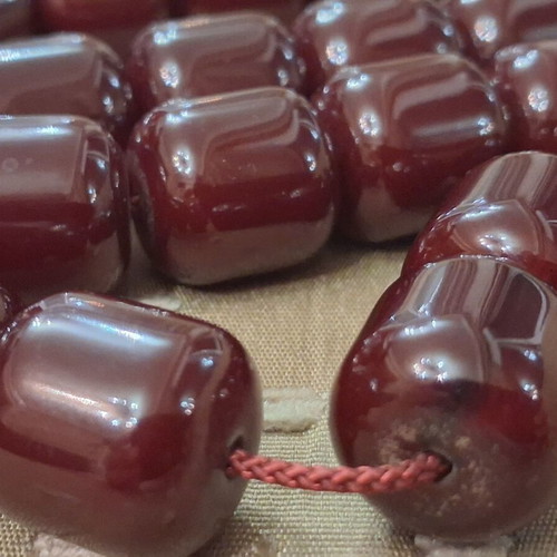 Bakelite Komboloi used, 33-bead Syrian origin with traditional metal finish