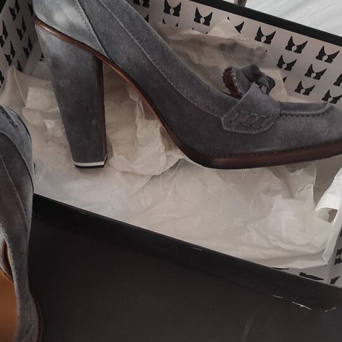 Suede leather heels new, thick 10cm heel, size 39.5