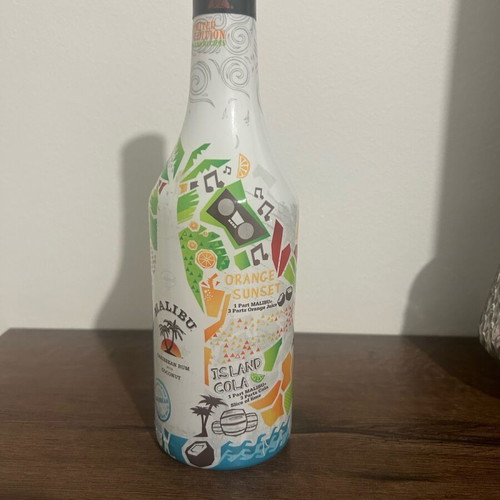 Malibu collectible empty bottle with cocktail recipes like new