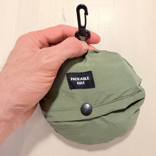 Khaki beach hat Small new with case
