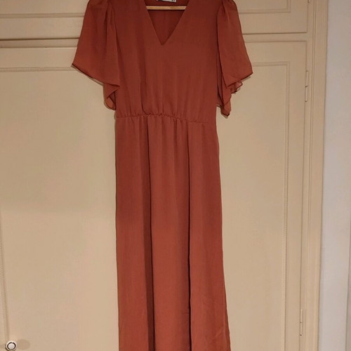 Mango long draped dress with belt like new, size S, pink