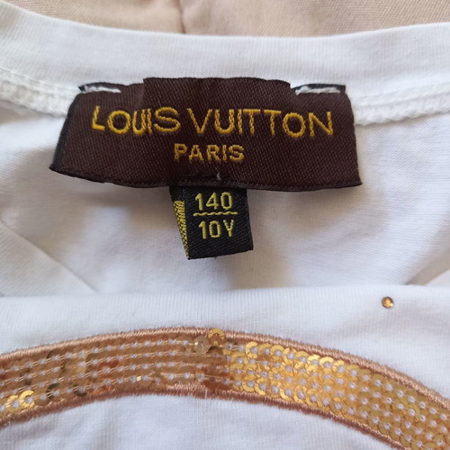 Louis Vuitton Tshirt 100% cotton with gold sequins, size XS
