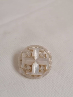 Mother of Pearl white cross brooch Bethlehem used