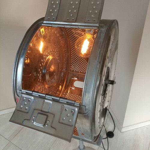 Floor lamp with washing machine drum, art project like new