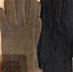 2 ζευγάρια suede γάντια (καφέ και μαύρο)