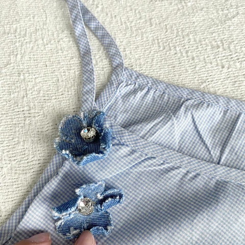 FIDELE babydoll tank top baby blue with flowers like new