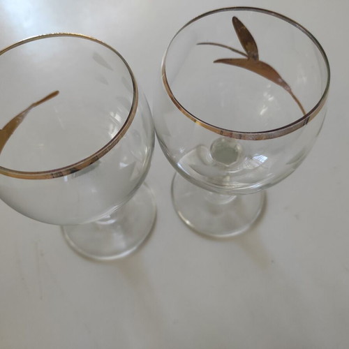 Crystal wine glasses new, set of 2 with gold from 1990