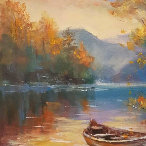 Original oil painting Autumn Nuances new, 55x45 cm
