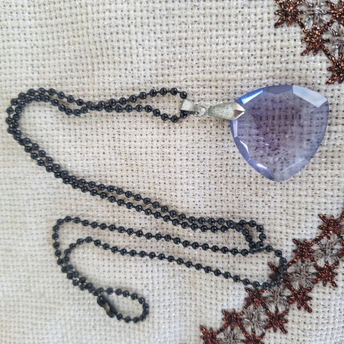 Necklace with black chain and blue crystal made to order