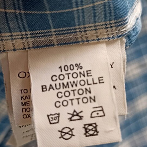 Oxford Company men's shirt plaid blue white like new, size L