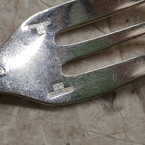 Christofle Marly salad forks used, set of 3 silver plated