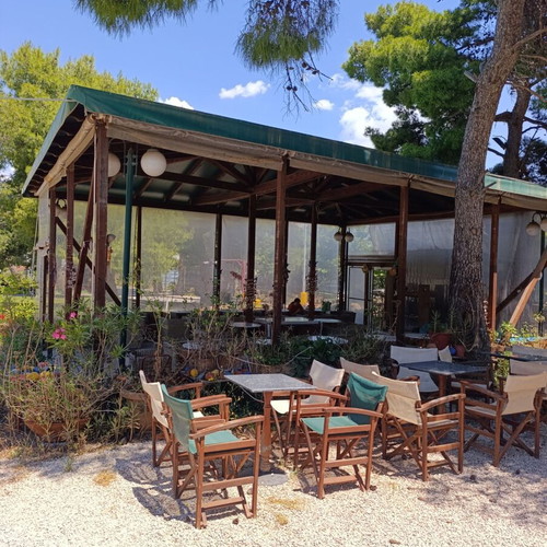 Pergola kiosk used, set of 3 with awnings and ground lights