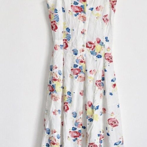 Ines de la Frassenge Midi Dress Uniqlo New, White Floral, Size 34/36
