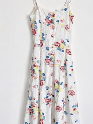 Ines de la Frassenge Midi Dress Uniqlo New, White Floral, Size 34/36