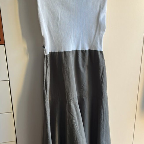 Zara midi dress like new, contrast khaki and white, size L