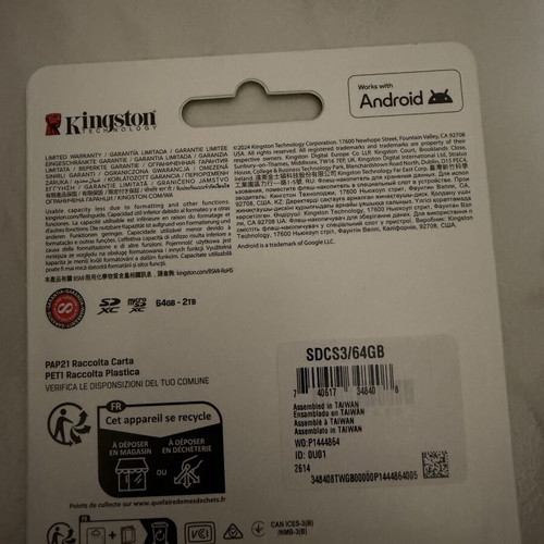 Kingston Canvas Select Plus microSDHC 64GB U1 V10 A1 UHS-I 100MB/s new with adapter
