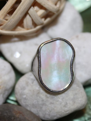 Silver ring with white stone like new