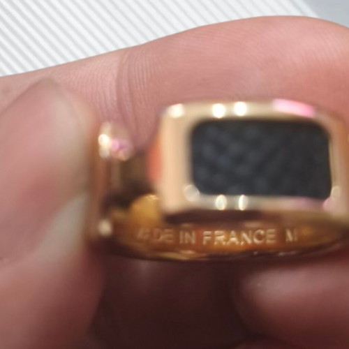 Statement ring gold plated 18K with black inlay, like new