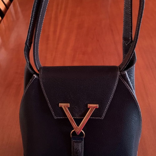 Valentino shoulder bag used, dark blue, leather