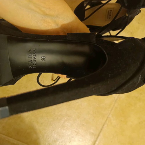 Zara black sandals like new with laces and zipper