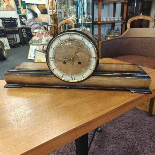 Vintage wooden clock used, solid wood with glass cover