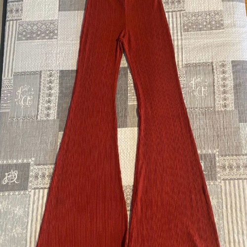 Bershka ribbed pants XS like new, brick red