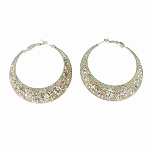 Hoop earrings with rhinestones used, flashy style