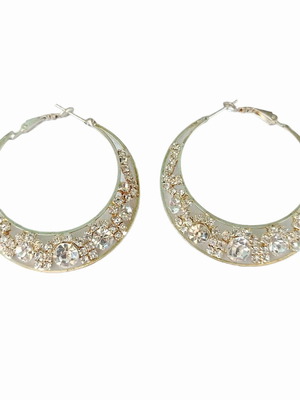 Hoop earrings with rhinestones used, flashy style