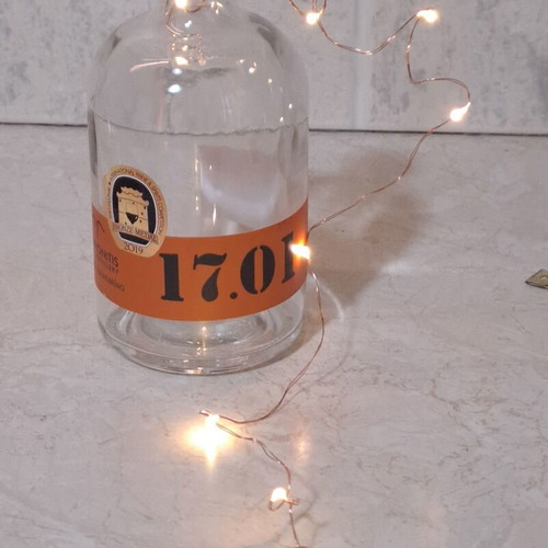 Decorative Tsipouro Bottle 17.01 Makryonitis Syros Distillery with LED lights like new