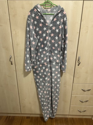 Onesie pajama with hood, grey, size L