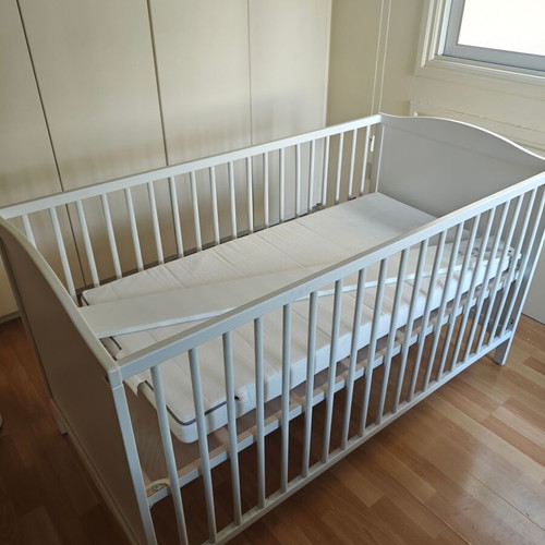 White Baby Bed with Mattress, New
