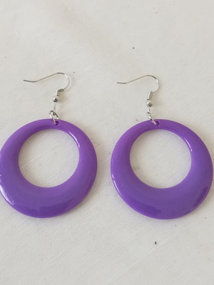 Pop-Art Purple Hoop Earrings new, acrylic resin and stainless steel