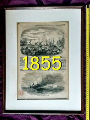 The Illustrated London News 1855 αυθεντική γκραβούρα του Κριμαϊκού Πολέμου σε ξύλινη κορνίζα