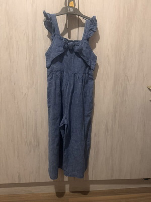 Mayoral denim jumpsuit with bow for 5 years old, like new