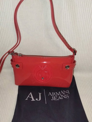 Armani Jeans crossbody bag red patent leather new