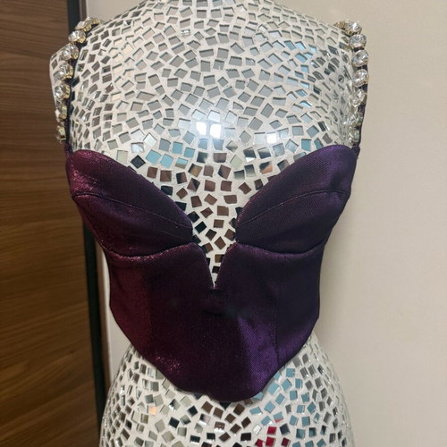 Area Musel bustier purple new with crystal embellishment, size S