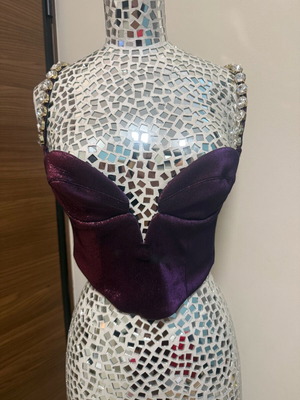 Bustier area musel μωβ καινούργιο με κρυσταλλική διακόσμηση, μέγεθος S