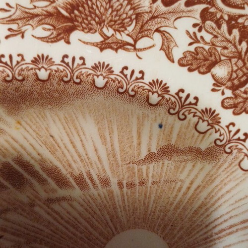 Vintage English Ironstone Loch Shin Plates set of 2 used, brown transferware