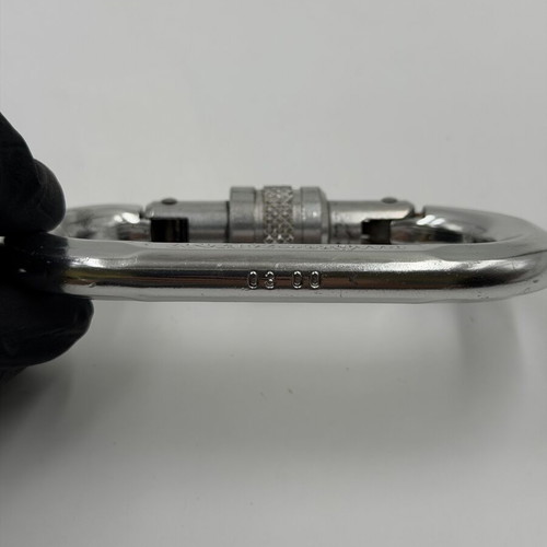 Camp Italy climbing carabiner used, silver, screw-lock