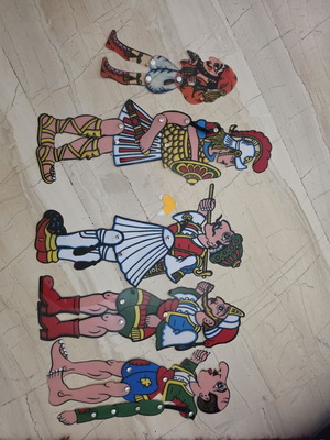 Karagiozis shadow puppet figures, set of 5