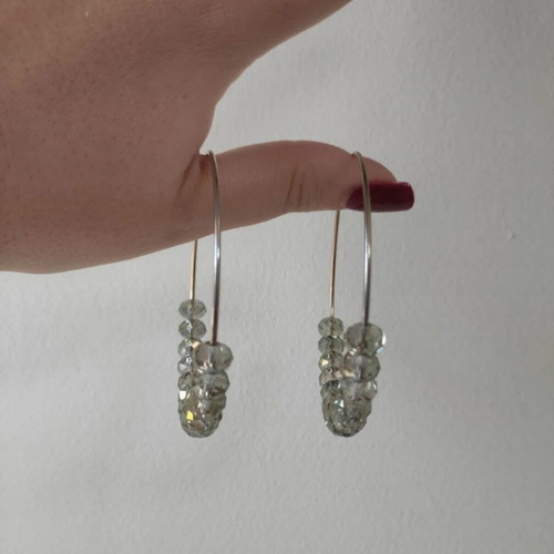 Accessorize Light Gold Hoop Earrings with Beads Like New