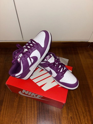 Nike Low Dunk Retro new, size 44.5, purple and white