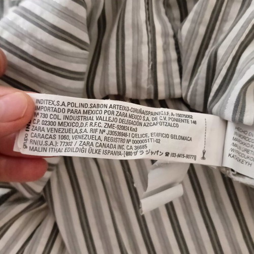 Zara Woman striped shirt, small, white and grey